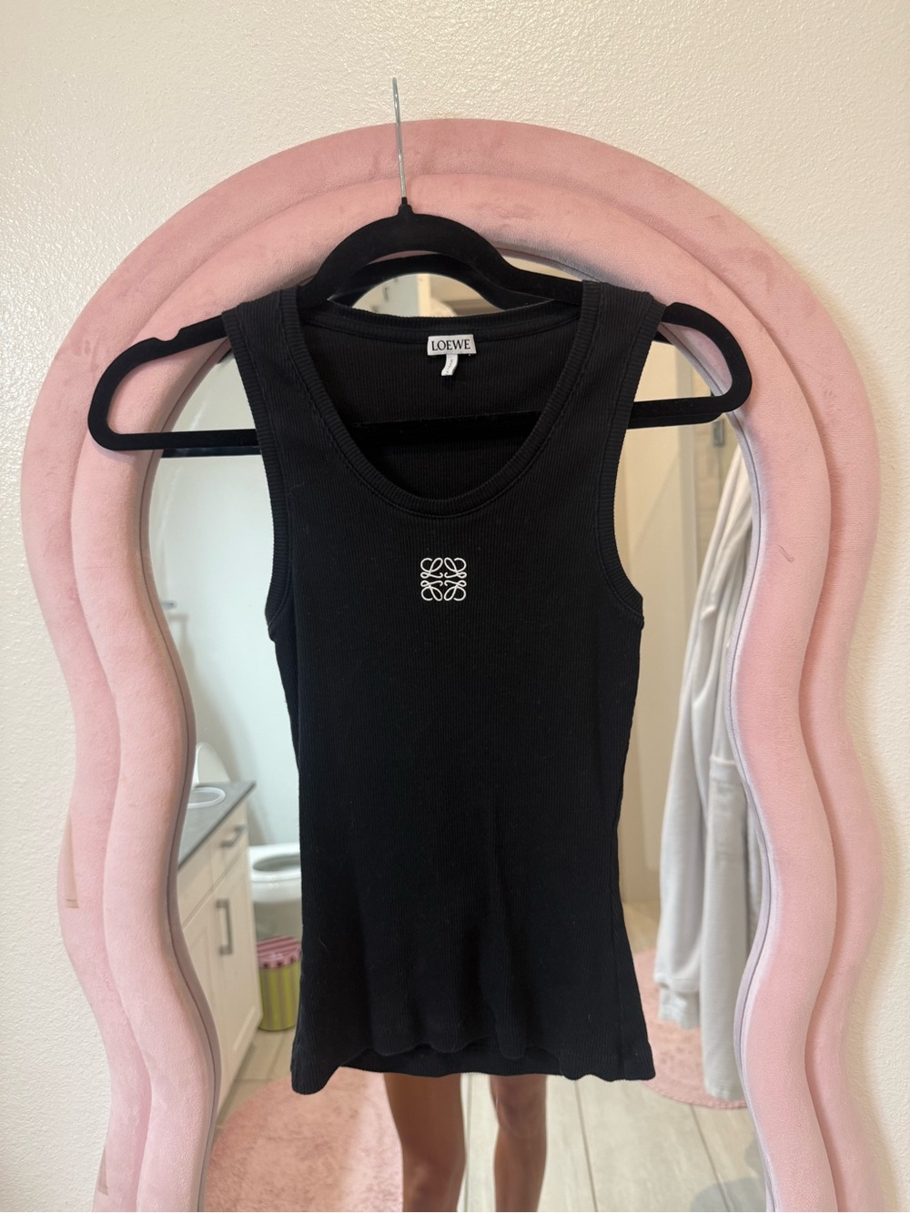 Loewe Black Ribbed Tank with White Anagram